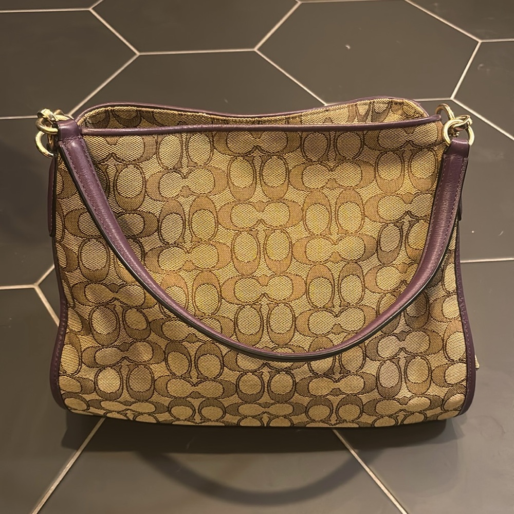 Like new Authentic Coach purse! Purple Trim